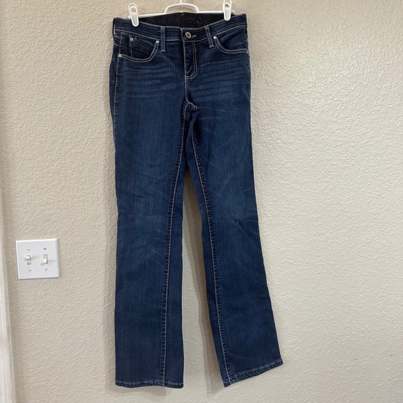 Wrangler Q-Baby Womens 3/4 X 34 Jeans Bootcut Dark Wash Denim Low Rise - Picture 1 of 11